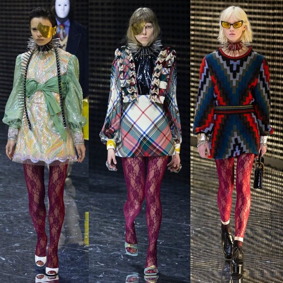 GUCCI TIGHTS SCARLET FLORAL LACE LOGO WAISTBAND sz M / MEDIUM - Picture 6 of 14